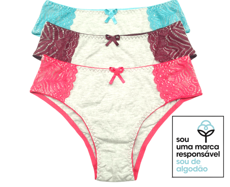 Kit 9 Calcinhas de Algodão - Plus Size Mylla Lingerie - Tamanhos Generosos