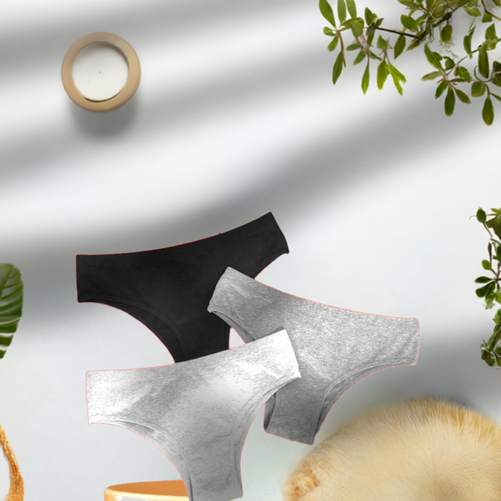 Kit Completo de Lingerie Eco-friendly: 6 Cuecas Rebatidas Confortáveis em Algodão Orgânico para o Cotidiano: Mylla Linge