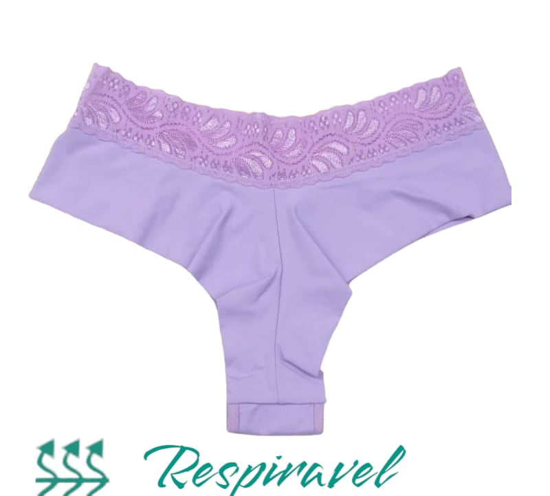 Kit 5 calcinhas feminina Fio Duplo e Cós de Renda em Microfibra Tamires | Mylla Lingerie