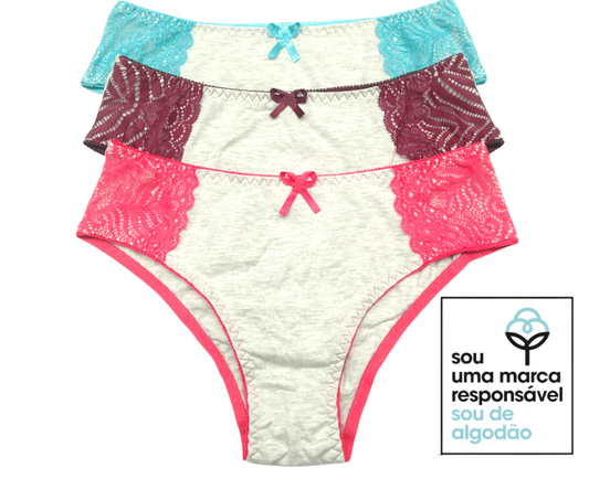 Kit 9 Calcinhas de Algodão - Plus Size Mylla Lingerie - Tamanhos Generosos