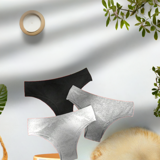 Kit Completo de Lingerie Eco-friendly: 6 Cuecas Rebatidas Confortáveis em Algodão Orgânico para o Cotidiano: Mylla Linge