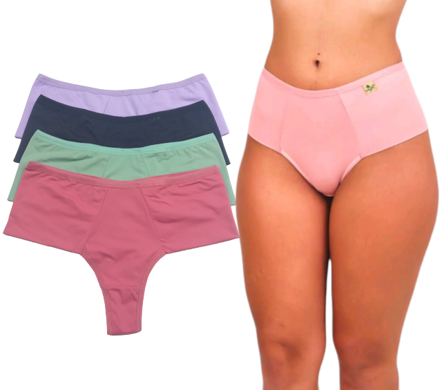 Kit 3 calcinhas Fio Duplo Microfibra - Laterais duplas Largas - Modeladora - Mylla Lingerie