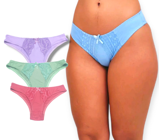 Kit de 10 Calcinhas Microfibra Feminina Estilo Biquíni Elegante com Toque de Renda