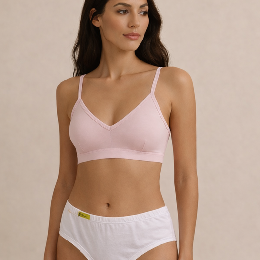 Kit com 2 Lingerie de Algodão Feminina Confortável – Sutiã e Calcinha Sustentável 2 Peças