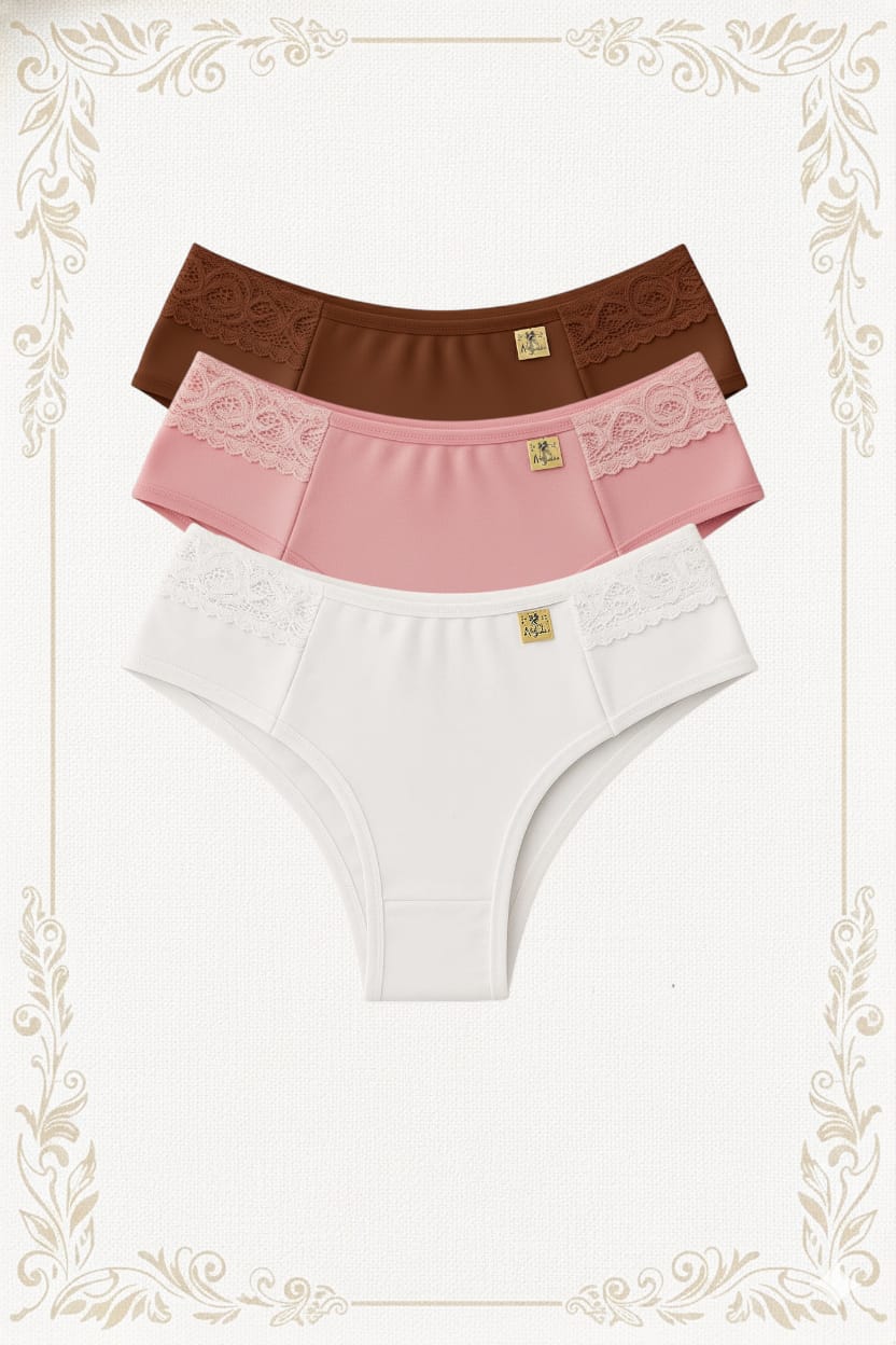 Calcinhas Feminina de Algodão  com Renda Confortável
