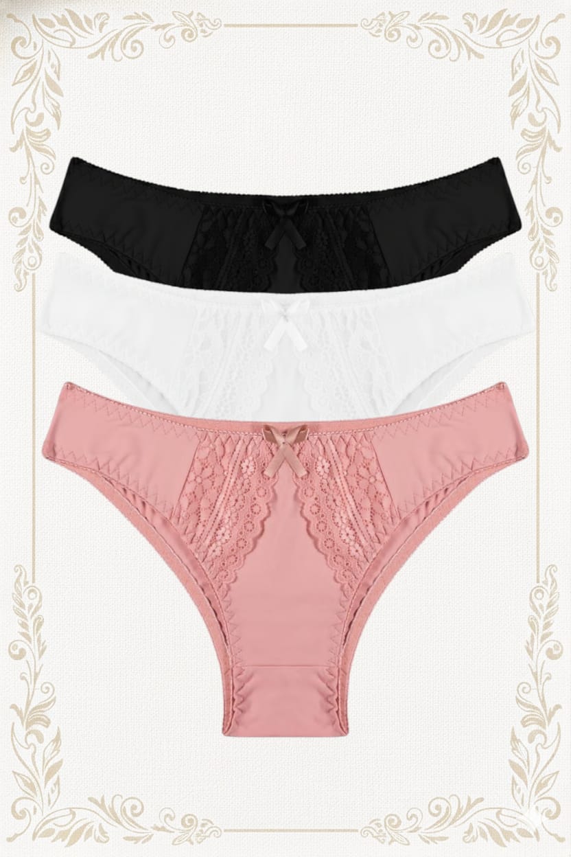 Calcinha de Algodão Cintura Alta 3 pecass