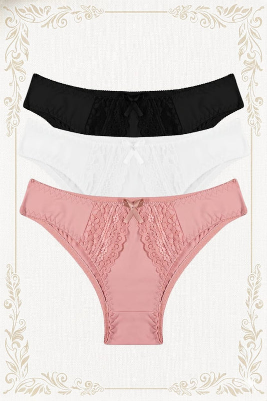 Calcinha de Algodão Cintura Alta 3 pecass