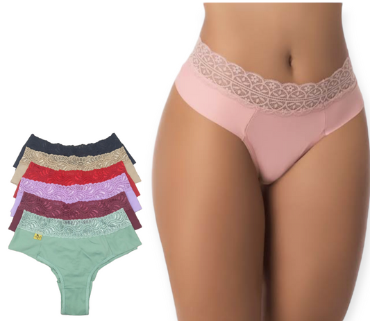 Kit 5  Calcinha Fio Dental de Microfibra Modelo asa delta  Conforto Talita - Mylla Lingerie