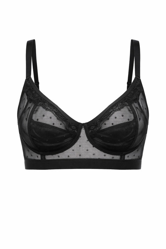 Sutiã Translúcido em Tule Poá | Sem Bojo, Com Aro | Estilo Sensual Elegante