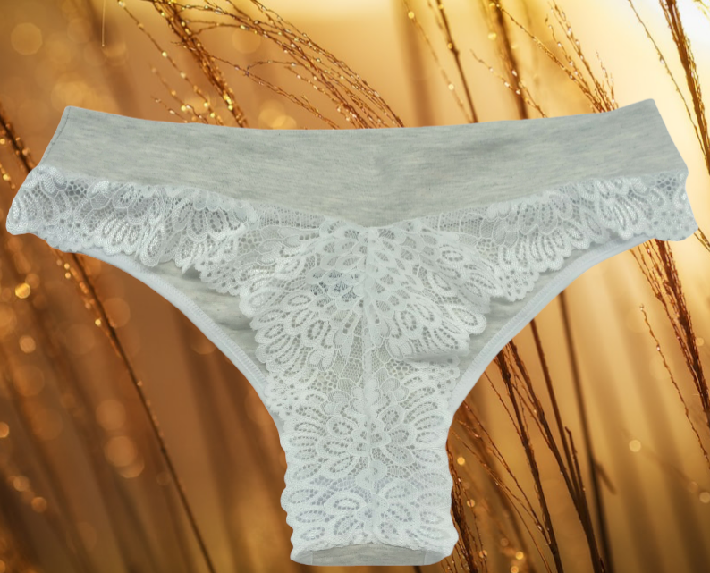 Kit 3 Calcinhas algodão natural  fio dental e renda | Mylla Lingerie