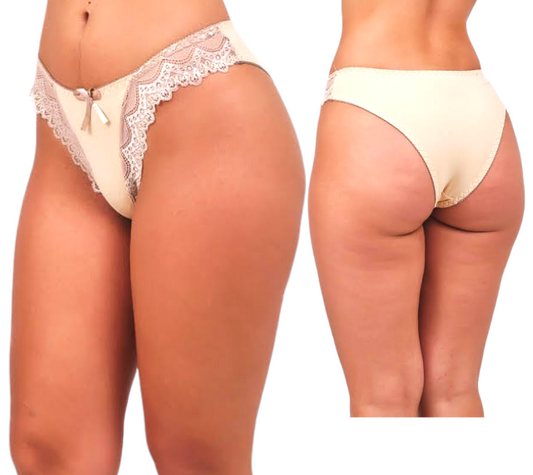 Kit 3 calcinhas Modeladora em Microfibra com Elegante Recorte em Renda