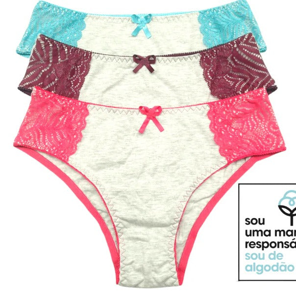 Kit 9 Calcinhas de Algodão - Plus Size Mylla Lingerie - Tamanhos Generosos