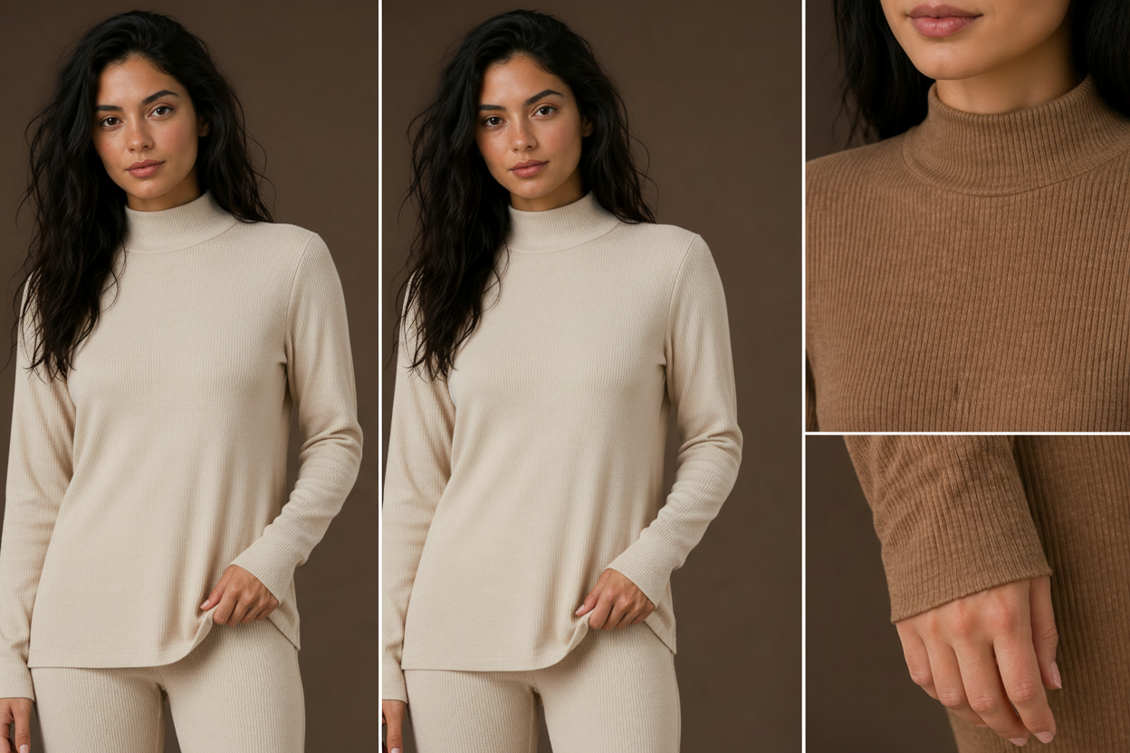 Conjunto canelado algodão creme